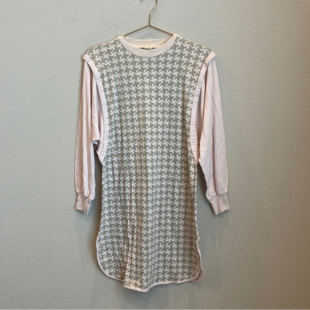 Calida Switzerland Houndstooth Long Sleeve Lounge Dress Size X-Small